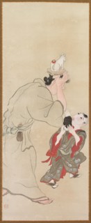 Genre Figures, c. 1816. Tatabe Socho (Japanese, 1760-1814). Hanging scroll; ink and color on paper;