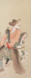Genre Figures, c. 1816. Tatabe Socho (Japanese, 1760-1814). Hanging scroll; ink and color on paper;
