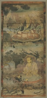Lohans, c. 1300-1350. Sino-Tibetan, Yuan dynasty (1271-1368). Color and gold on cotton; overall: 72