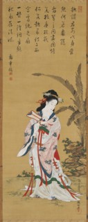 Chinese Beauty, late 1700s-early 1800s. Kubo Shunman (1757-1820). Hanging scroll, ink and color on