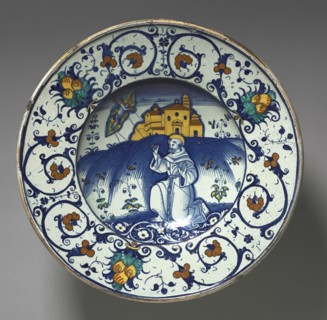 Bowl Depicting Saint Francis Receiving Stigmata, 1531. Italy, Deruta, 16th century. Tin-glazed