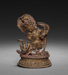 Achala, c 1300s ?. Nepal, 14th century (?). Brass or bronze; turquoise; overall: 10.8 x 6.7 cm (4