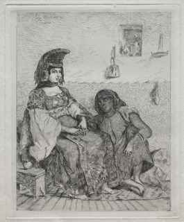 A Jewish Woman of Algiers, 1833. Eugène Delacroix (French, 1798-1863). Etching with chine collé