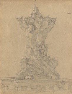 Album with Views of Rome and Surroundings, Landscape Studies, page 21a: Roman Fountian. Franz