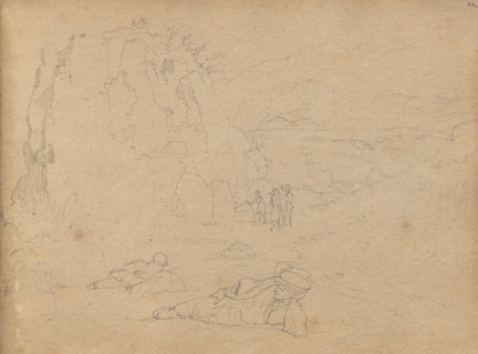 Album with Views of Rome and Surroundings, Landscape Studies, page 44a: Figures in a Landscape.