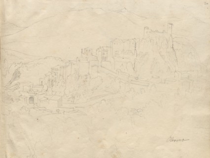 Album with Views of Rome and Surroundings, Landscape Studies, page 02a: "Olevano". Franz Johann