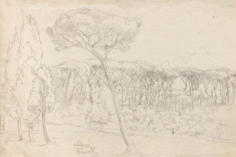 Album with Views of Rome and Surroundings, Landscape Studies, page 46a: "Frasciti". Franz Johann