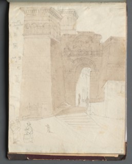 Album with Views of Rome and Surroundings, Landscape Studies, page 50a: Roman Architectural View.