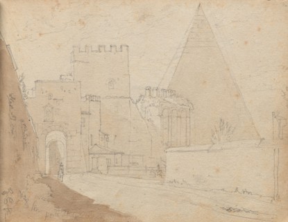 Album with Views of Rome and Surroundings, Landscape Studies, page 08a: "Porta St. Paolo". Franz