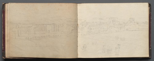 Album with Views of Rome and Surroundings, Landscape Studies, page 08b and 09 a: Panoramic view of