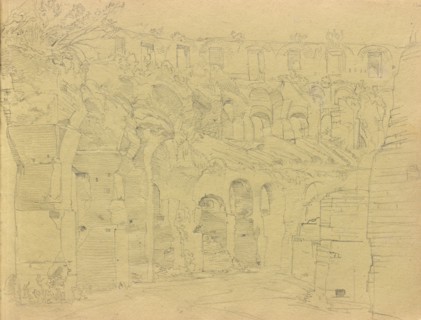 Album with Views of Rome and Surroundings, Landscape Studies, page 12a: Roman ruins. Franz Johann