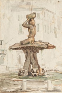 Album with Views of Rome and Surroundings, Landscape Studies, page 17a: Roman Fountian. Franz