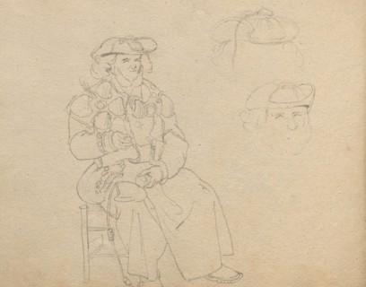 Album with Views of Rome and Surroundings, Landscape Studies, page 38b: Figure Study. Franz Johann