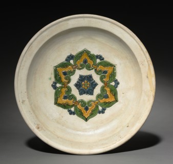 Footed Plate with Floral Medallion, early 700s. China, Tang dynasty (618-907). Glazed earthenware