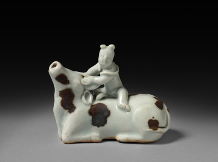 Buffalo with Rider:  Qingbai Ware, early 14th Century. China, Jiangxi province, Jingdezhen kilns,