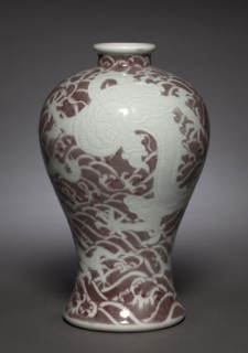 Meiping (Prunus) Vase with Dragons in Waves, 1723-1735. China, Jiangxi province, Jingdezhen kilns,