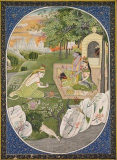 Rama, Sita and Lakshmana in the Forest, page from the Ramayana (Tales of God Rama), c. 1830. India,