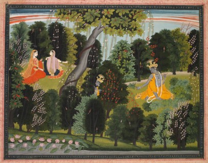 Sakhi Persuades Radha to Meet Krishna, from the "Lambagraon" Gita Govinda (Song of the Cowherd) of