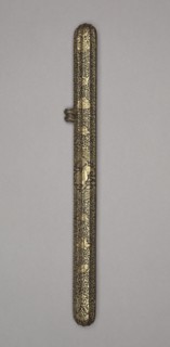Sheath for a Dagger, c. 1600. Case: iron alloy with gold inlay; pen: feather; overall: 33.5 cm (13