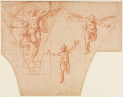 Three Studies of  Angels for a Pendentive (recto); Studies for Christ Meeting His Mother on the