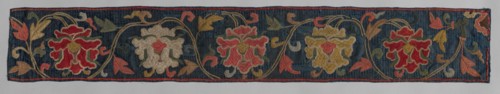 Embroidered Border, 1300s. China, 14th century. Needle-looped embroidery, silk, gold thread, silver