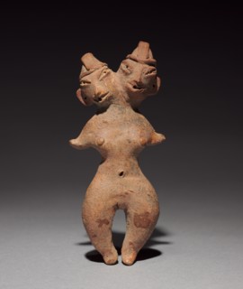 Two-headed Female Figurine, c. 1200-900 BC. Central Mexico, Tlatilco. Earthenware with pigment;