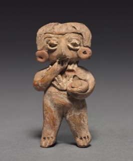 Female Figurine with Bowl, c. 400-100 BC. Mexico, Guanajuato, Chupícuaro. Earthenware with pigment;