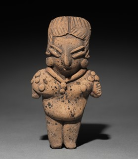 Female Figurine, 400-100 BC. Mexico, Guanajuato, Chupícuaro. Pottery with traces of white and red