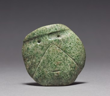 Head Pendant, 100 BC - 300. Mexico, Guerrero, Mezcala. Polished green stone; overall: 6.5 x 6.6 x 2