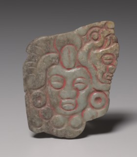 Offering Group: Plaque with Frontal and Profile Faces, 800-1200(?). Mexico, Guerrero(?), San