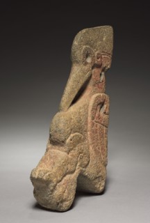 Bird Hacha, 300-900. Mexico, Veracruz, El Tajín. Gray volcanic stone with red pigment; overall: 41