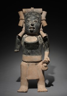 Standing Male Figure, 300-900. Mexico, Gulf Coast, 4th-10th Century. Earthenware, asphalt and resin