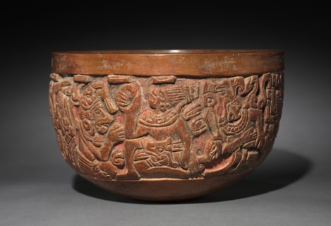 Bowl, c. 500-1000. Mexico, South-central Veracruz. Molded, carved, and burnished pottery; diameter: