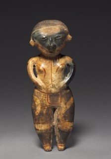 Standing Female Figure, 100 BC - 300. Mexico, Nayarit, Chinesco style. Pottery with colored slips