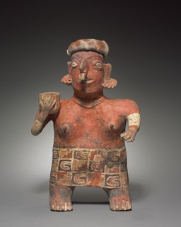 Standing Female Figure, c. 100 BC-AD 300. Mexico, Nayarit, Ixtlan del Rio style. Earthenware with