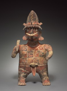 Pair of Standing Figures, c. 100 BC-AD 300. Mexico, Nayarit, Ixtlan del Rio Style. Earthenware with