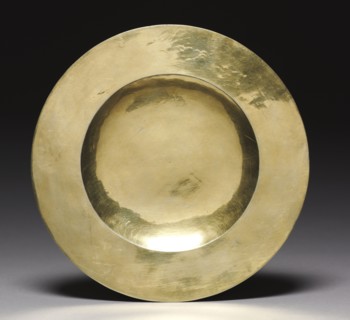 Paten, c. 1450-1480. Hungary, 15th century. Gilt silver and filigree enamel; diameter: 19.6 cm (7