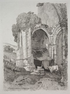 Rievaulx Abbey, Yorkshire, 1810. John Sell Cotman (British, 1782-1842). Etching