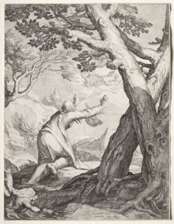 Scenes of the Prophet Elijah: Elisha and Elijah's Chariot of Fire, 1604. Jan Saenredam (Dutch,