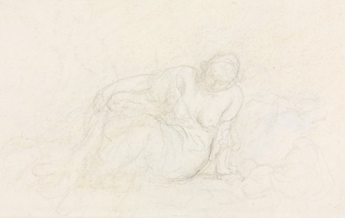 Reclining Woman Leaning on Her Arm (verso), 1855/60. Honoré Daumier (French, 1808-1879). Charcoal?;
