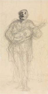 Singing Guitarist (recto); Reclining Woman Leaning on Her Arm (verso), 1855/60. Honoré Daumier