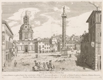 Trajan's Column from "Prospectus Locurum Urbis Romae Insign[ium], 1666. Lievin Cruyl (Flemish, c.