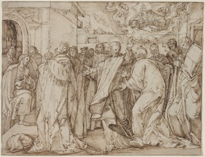 The Parable of the Tribute Money, c. 1580/1600. Master of the Egmont Albums (Dutch). Pen and brown