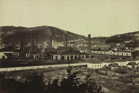 Ironworks in Reschitza, c. 1860. Andreas Groll (Austrian, 1812-1872). Albumen print from wet