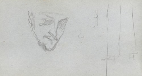 Sketchbook, page 83: Study of a Face, Legs. Ernest Meissonier (French, 1815-1891). Graphite;