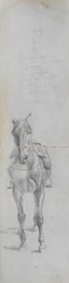 Sketchbook, page 56 & 57: Study of a Horse. Ernest Meissonier (French, 1815-1891). Graphite;