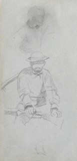 Sketchbook, page 30: Seated male Figure and Figure in Profile. Ernest Meissonier (French,