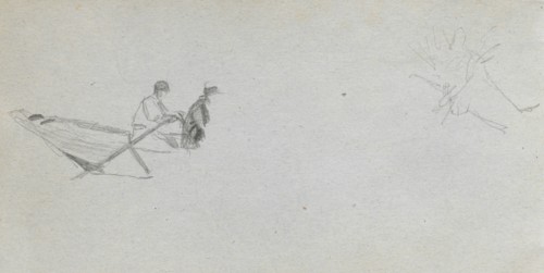 Sketchbook, page 04: Figures in a Boat. Ernest Meissonier (French, 1815-1891). Graphite;