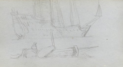 Sketchbook, page 85: Study of a Ship and Buoy. Ernest Meissonier (French, 1815-1891). Graphite;
