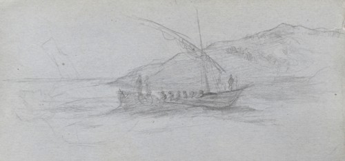 Sketchbook, page 88: Seascape and Figure. Ernest Meissonier (French, 1815-1891). Graphite;